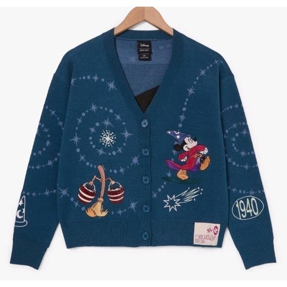 Disney Sweaters - NEW EXCLUSIVE Disney Mickey Mouse Fantasia Embroidered Icons Womens Cardigan 3XL